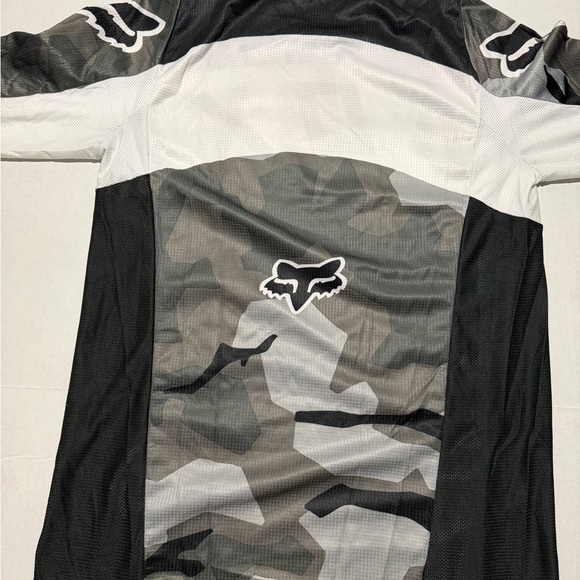 fox racing dri-fit dirtbike ls shirt, grey black white, men's medium #1511 - Picture 6 of 7